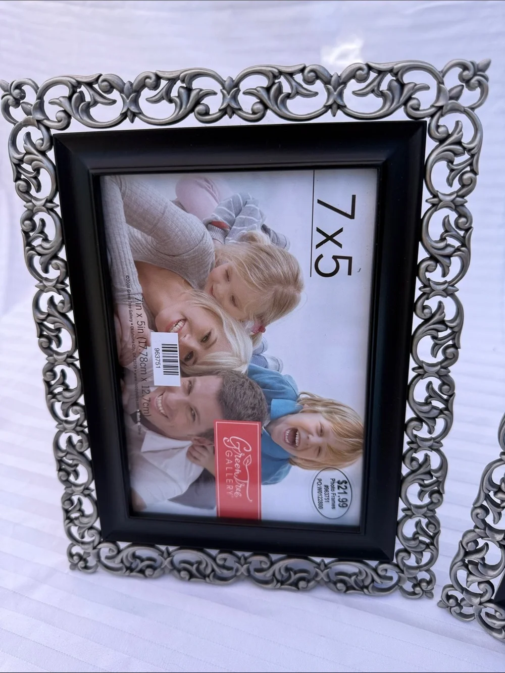 Generic Ornate 7x5 Black and Silver Picture Frame - Set of 2